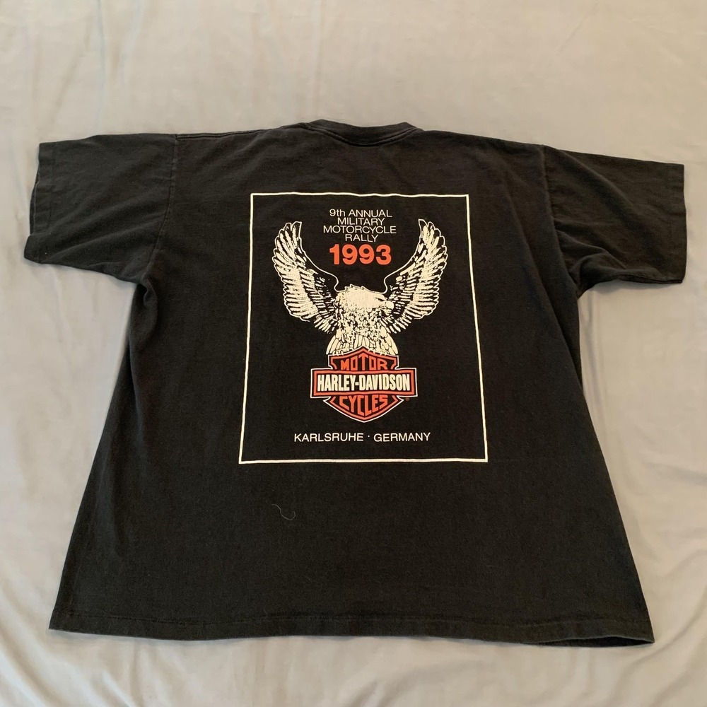 VTG Harley-Davidson Shirt Mens XL Black 90th Anniversary 1903 1993 USA Germany - Picture 7 of 9
